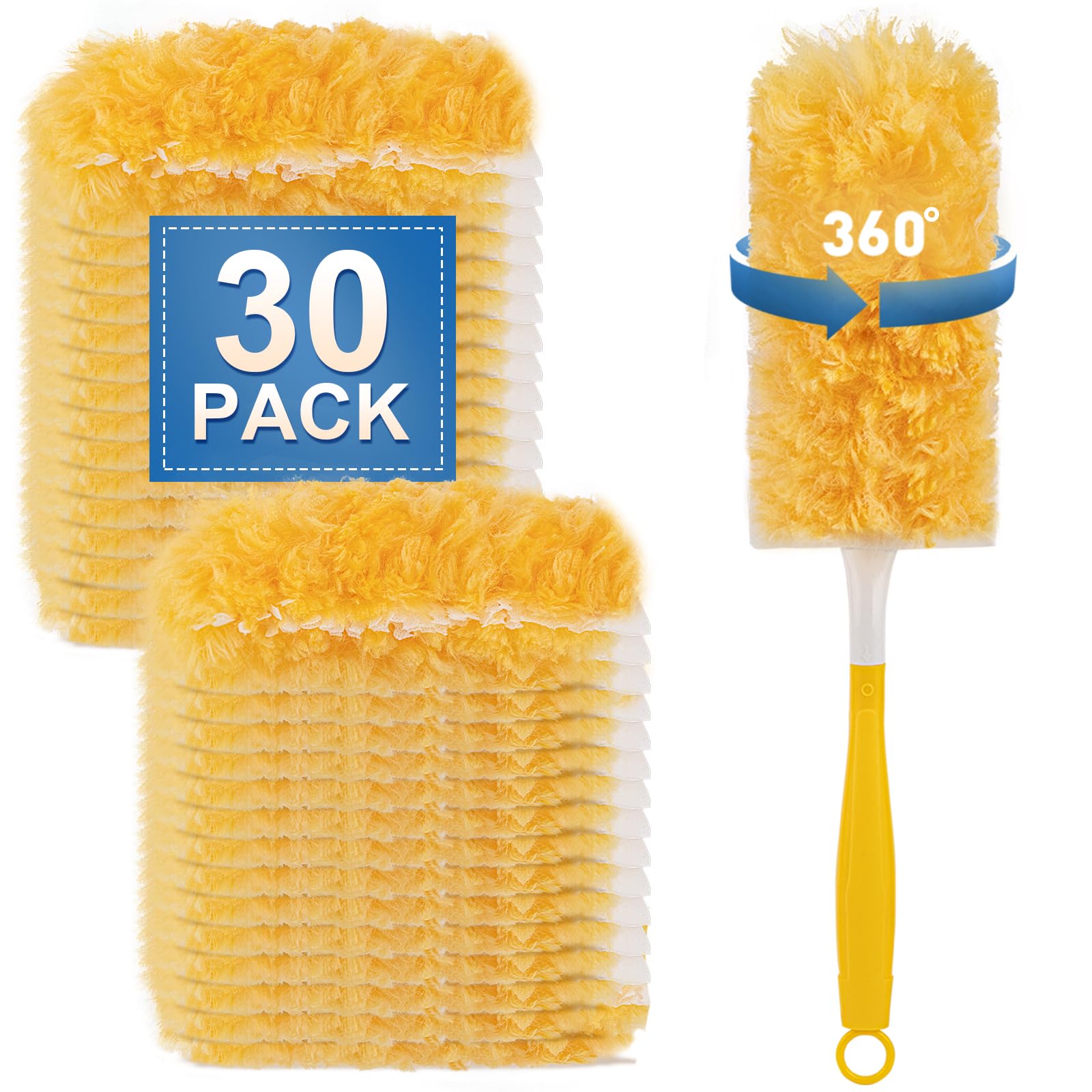 Photo 1 of Heavy Duty Duster Refills (30Pack+1Handle), Unscented Disposable Dusters Kit for Cleaning Dusting Furniture Blind Ceiling Fan, Multi Surface 360 Feather Duster