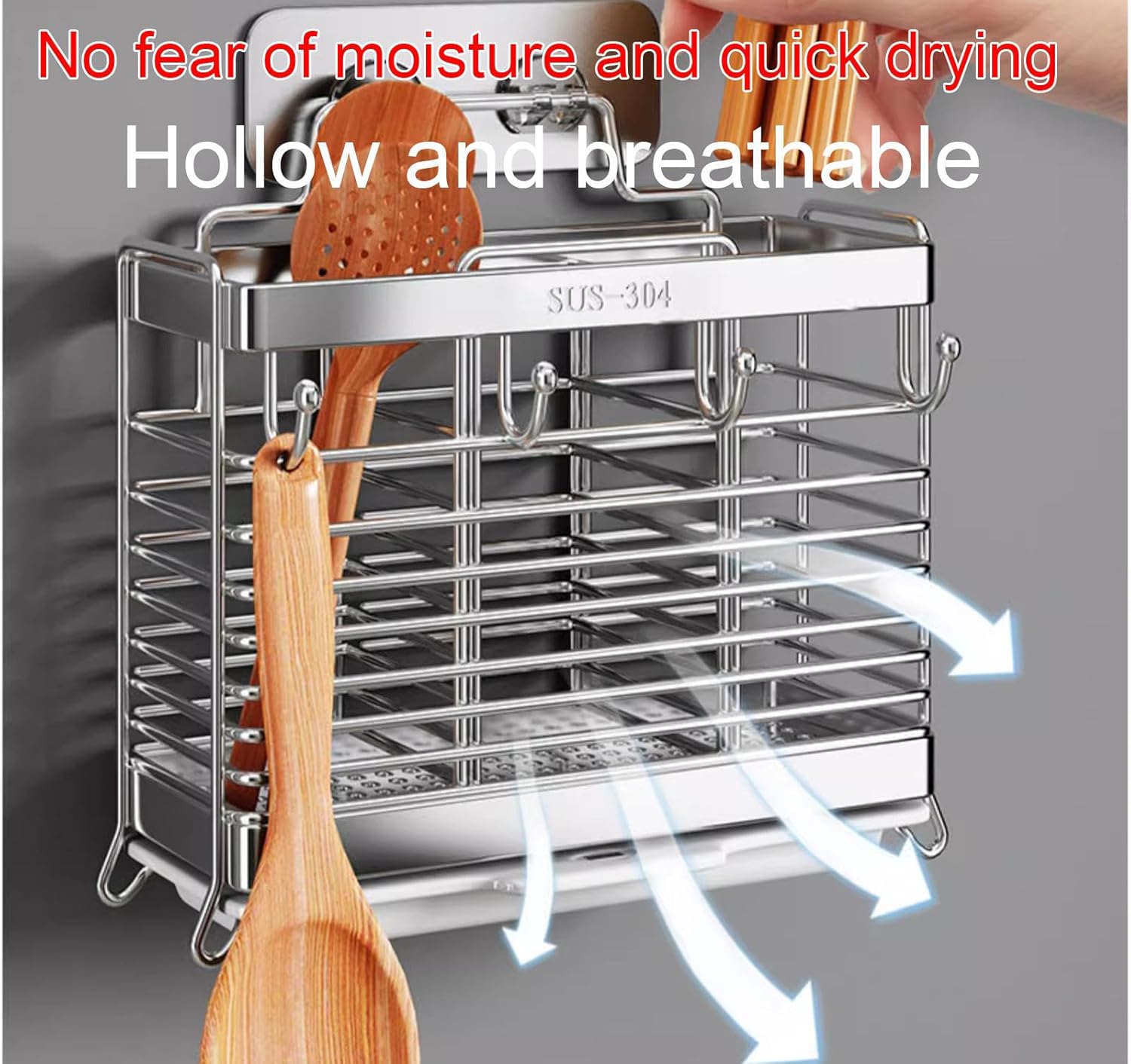 VIDECOR Stainless Steel Drainer Rack, Drain Cutlery Holder, Spoon Fork Organizer Bucket, Chopsticks Holer,Kitchenware Tableware Storage Box, Utensils Spatula Storage Stand ,A