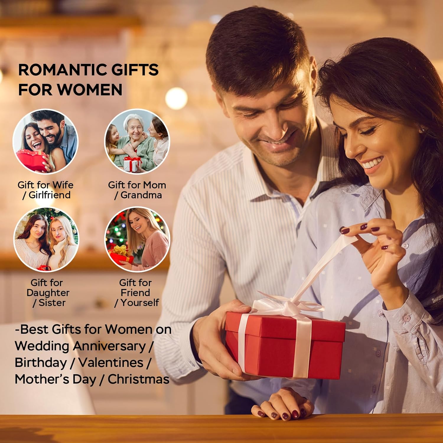 Gifts for Wife Pearl Double Heart I Love You Forever Necklace Jewelry for Women Anniversary Women Necklaces Birthday Gift Ideas, Mothers Day Valentines Christmas for Girlfriend Mom Daughter - Image 8