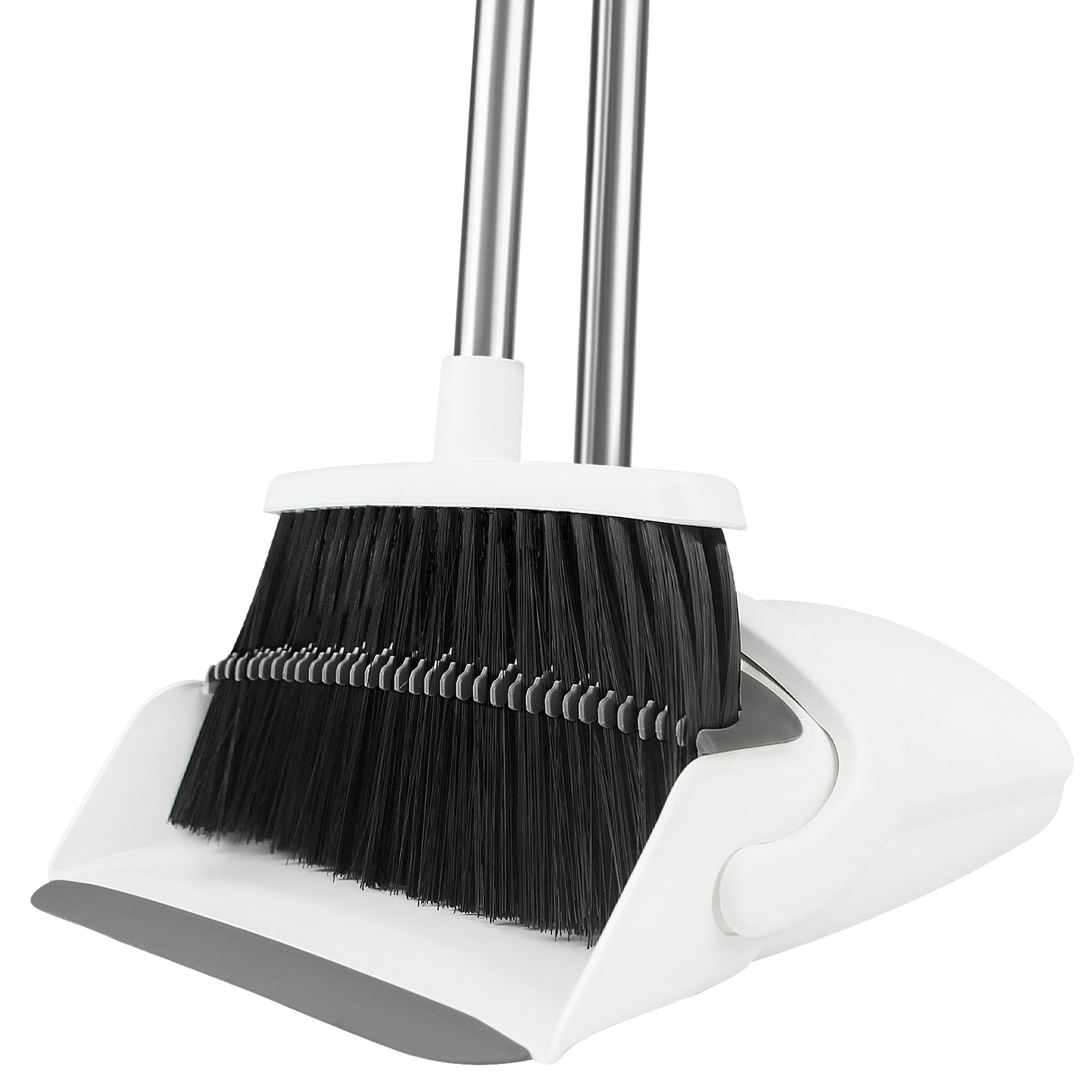 Photo 1 of BSKLIN Broom and Dustpan Set, Broom Dustpan Combo Set for Home 52-in Long Adjustable Handle Broom with Dustpan Teeth to Clean Hair for Home Office Kitchen Lobby(White)