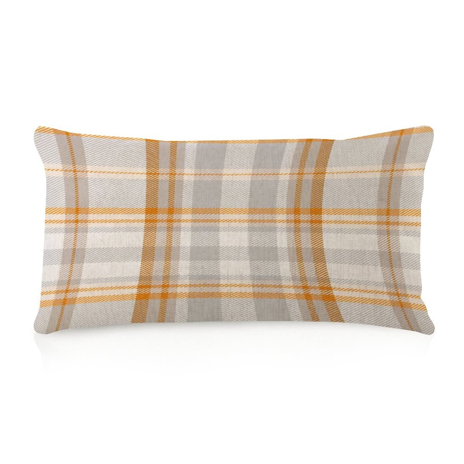 Nabrand Orange Buffalo Check Plaid Pillows Cover 12X20 Inch Burlap Linen Decorative Pillow Shell Rectangular Cushion Case For Chair Tent Outdoor Tent Farmhouse Decor