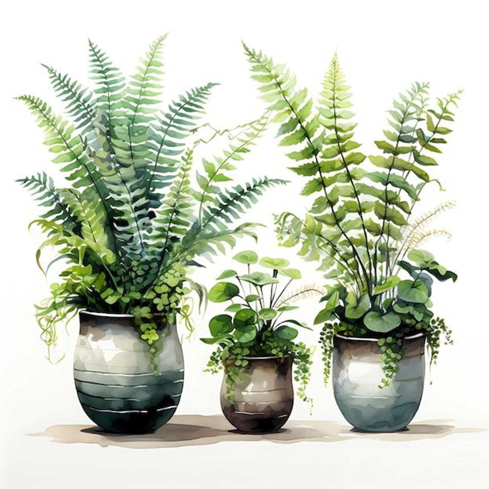 OkarinaArt Paint by Numbers for Adults Green Plant and Potted, 16 x 16 Inch