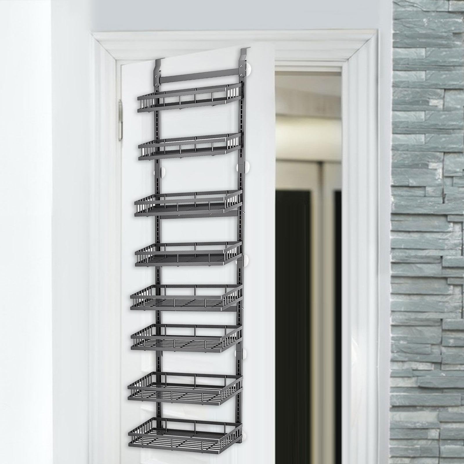 Organizador sobre La Puerta con Estantes Alacena Colgante Especiero de Pared Repisa Ajustable Metal Resistente Ahorro de Espacio Y Altura Regulable Al