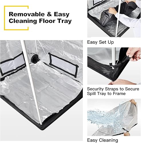 Miniatura 5 de iPower Tienda de cultivo hidropónica Mylar resistente al agua de 48 x 48 x 78 pulgadas, 4 x 4 x 6.5 pies, con ventana de observación y bandeja de