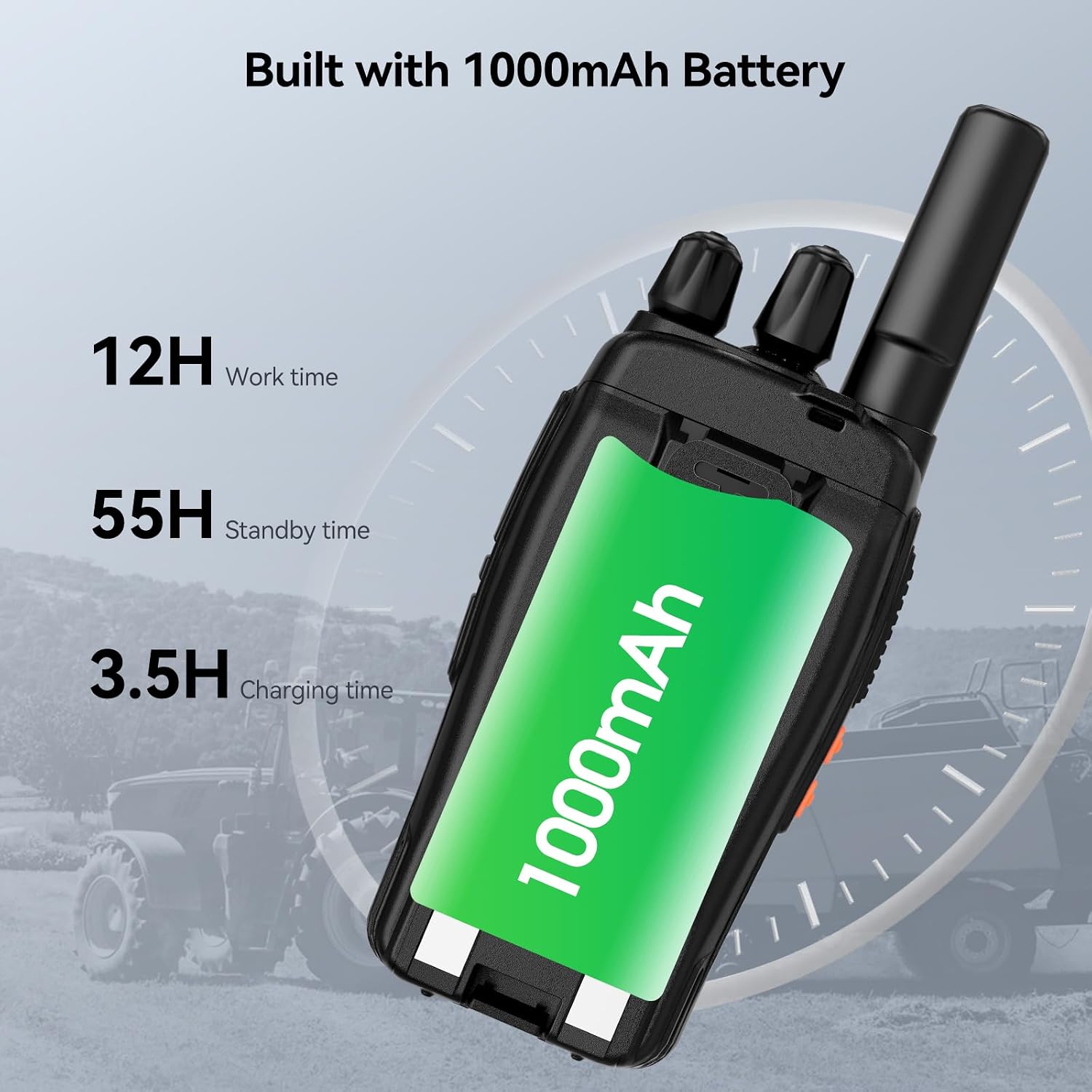 Retevis H-777H 2 Way Radios, Walkie Talkies for Adults,Shatterproof Hidden Display, Rechargeable Two Way Radio Long Range,USB-C, Emergency Alarm,Short Antenna, for School Construction Site(5 Pack)