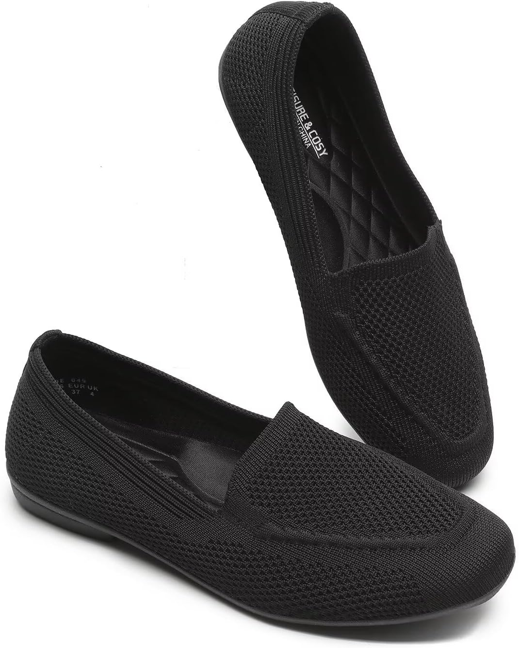 Women's Square Toe Slip-on Loafers Flats Dressy Casual Walking Penny Shoes Breathable Comfortable Knit Shoes - Image 5