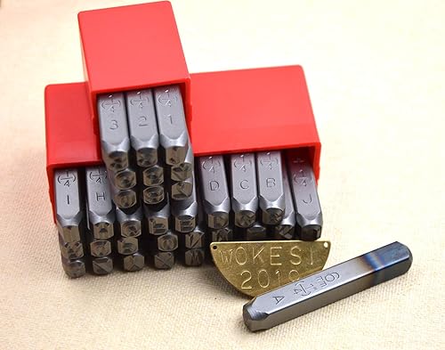 Vista 30 de Wokesi Kit de alfabeto de letras mayúsculas de 1/8" (3 mm) de altura, de acero, para timbre a mano, presión, para molde, código, etiqueta