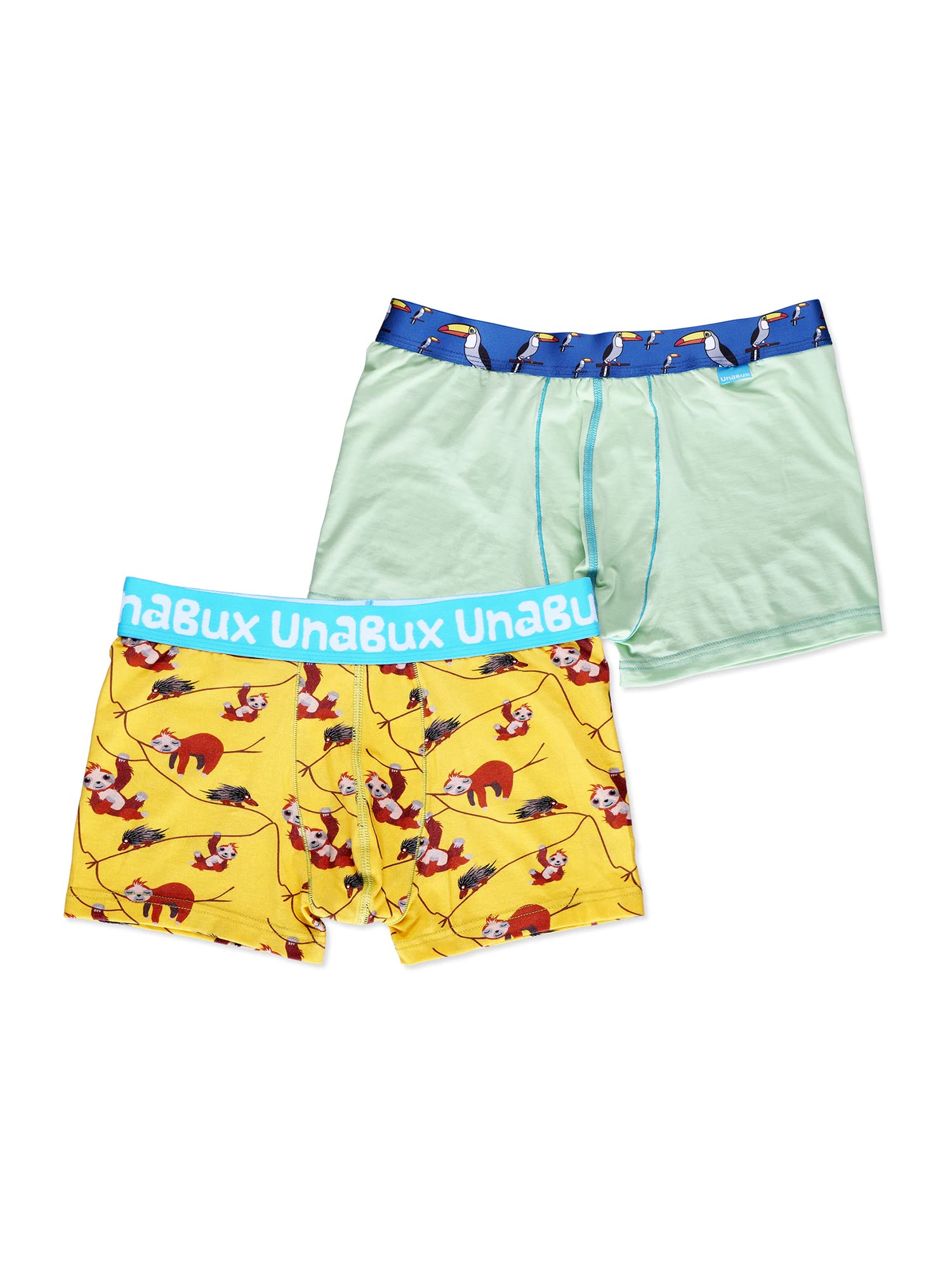 Generisch UnaBux bokserki męskie, zestaw 2 sztuk, leniwiec, Tucan Dandy, Tucan Dandy, rozmiar L, zielony, L