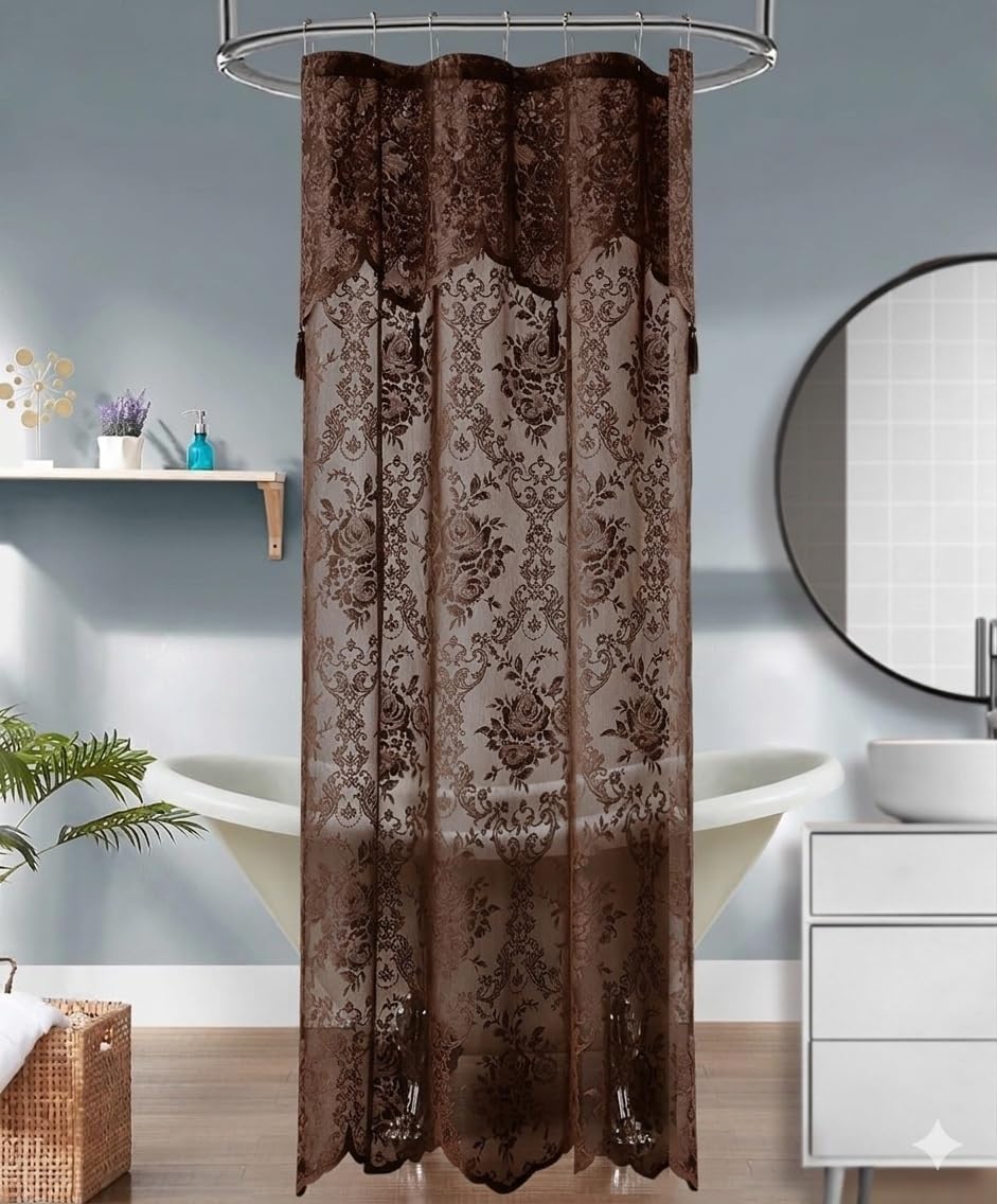 Warm Home Designs Brown Stall Shower Curtain with Valance. LA Chocolate 36