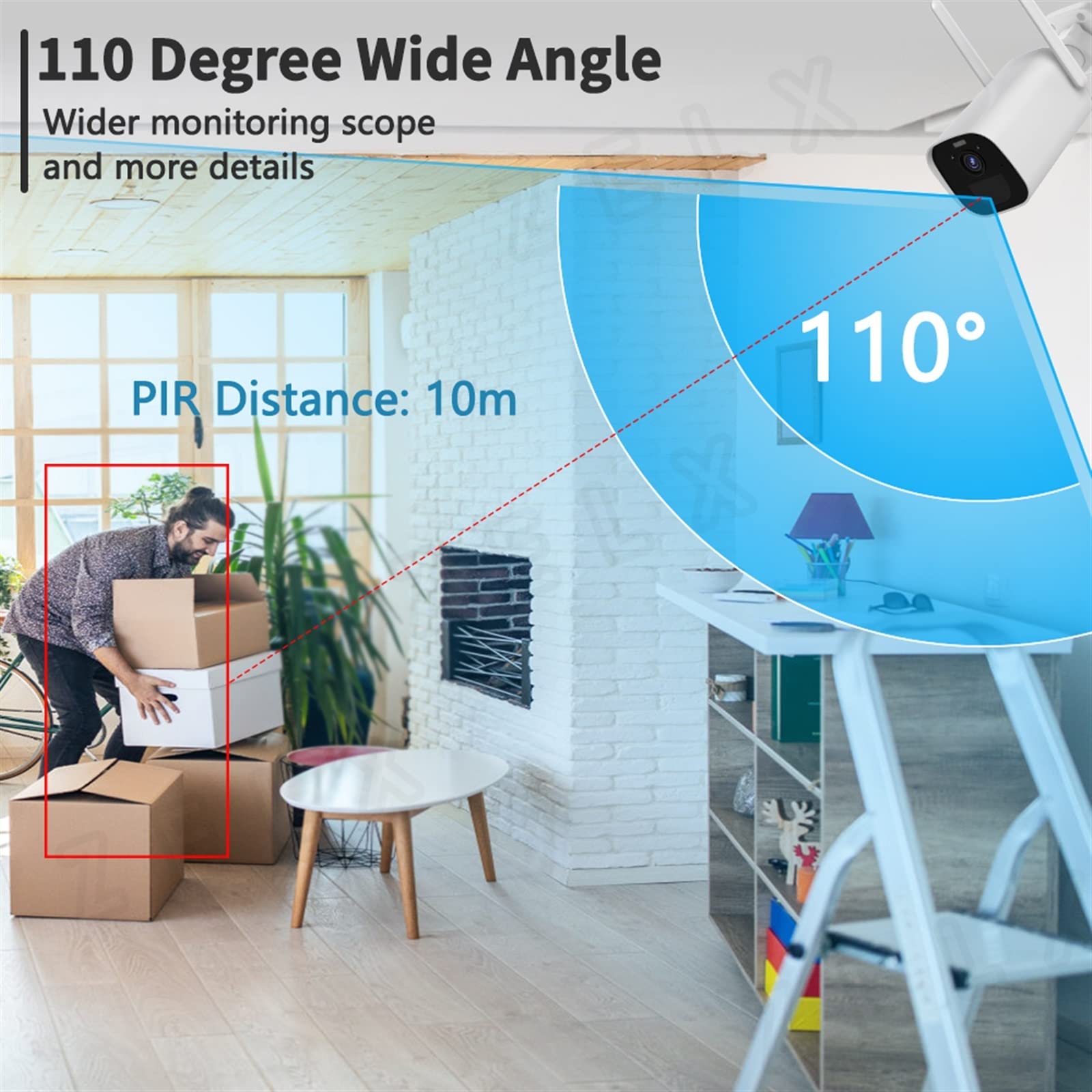 Telecamera WiFi Esterno, 3MP Bullet Camera 3W Pannello Solare Wireless Videosorveglianza CCTV Built-in 5200 mAh Batteria Ricaricabile Sicurezza Domestica,Sicurezza, Antifurto(3MP Camera)