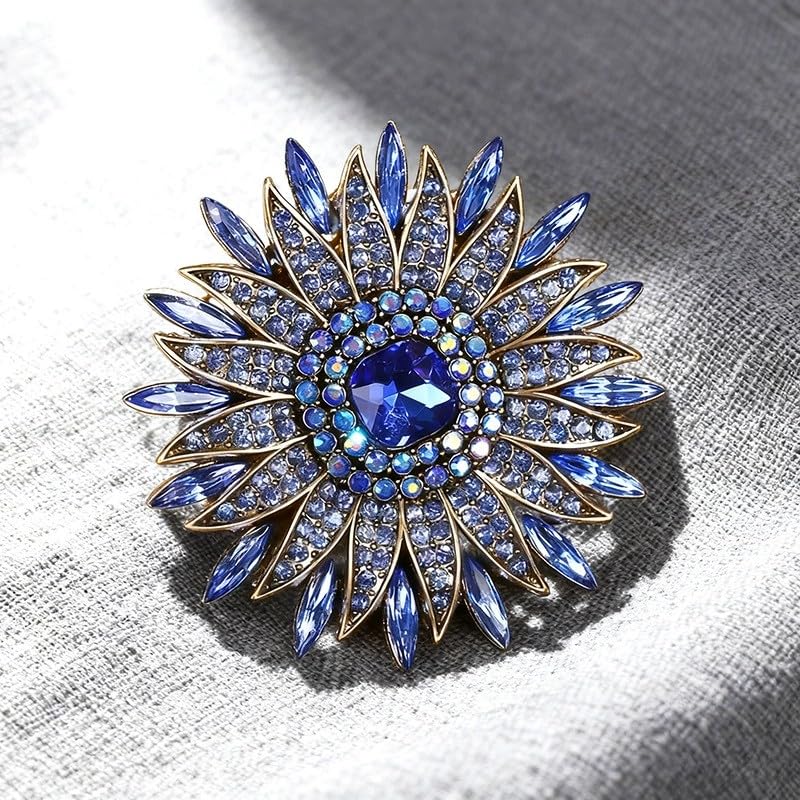 Image of Rhinestone Crystal Sunflower Brooch Pin Elegant Wreath Brooch Clothing Hat Bag Skirt Accessories for Women