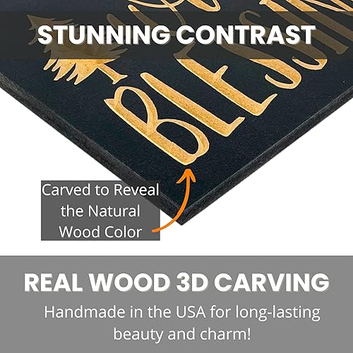 Miniatura 5 de Winter Blessings Decor - 8 x 12 inches - Carved Wooden Christmas Decoration - Holiday Mantle Decoration - Christmas Sign Decor - Winter Desk