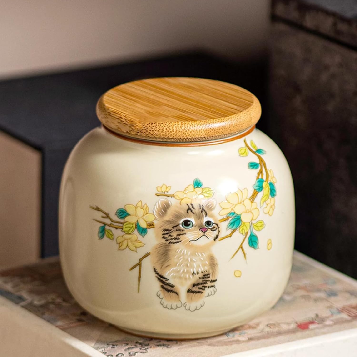 Beige Ru Kiln Tea Caddy, 200ml 6.8oz, Ceramics Chinese Kung Fu Tea Set Accessories