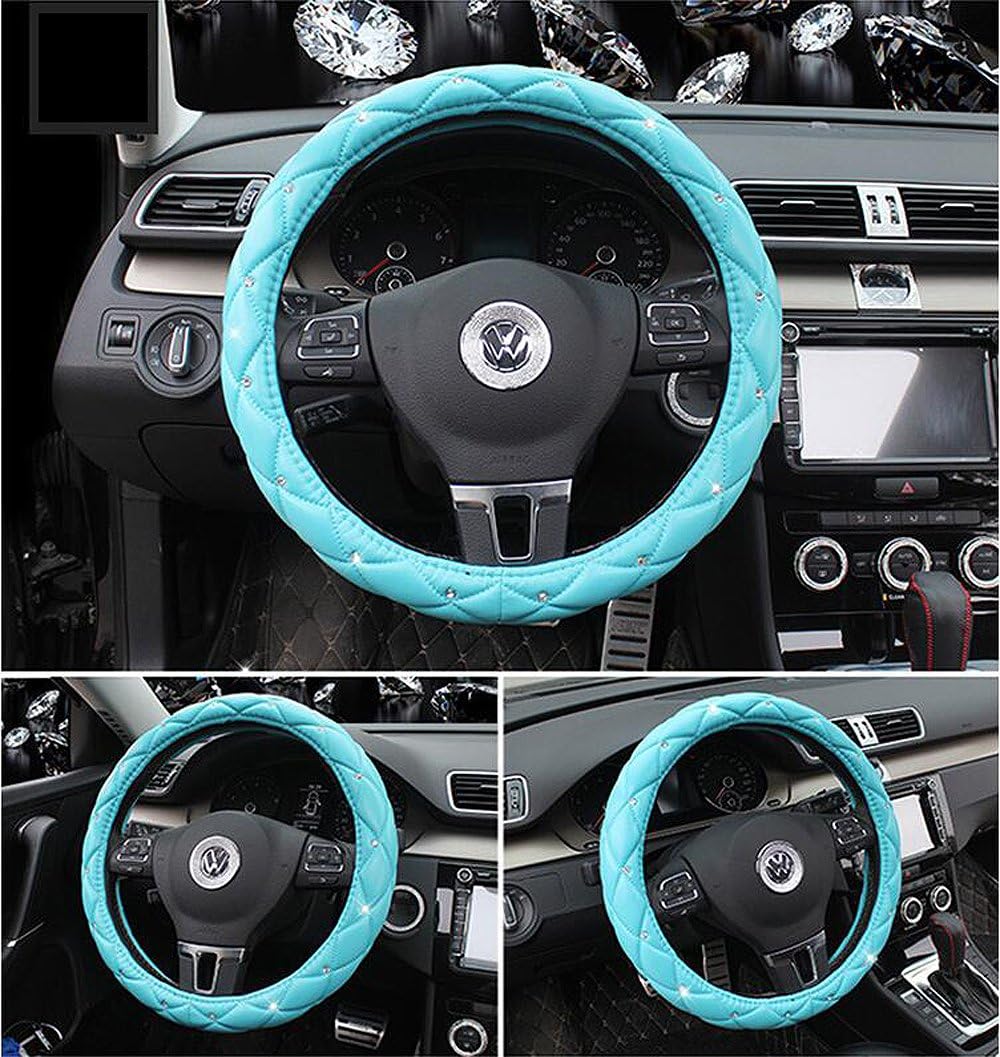 Comfort Leather Auto Car Steering Wheel Wrap Cover,Anti Slip Universal 15 Inch,Blue