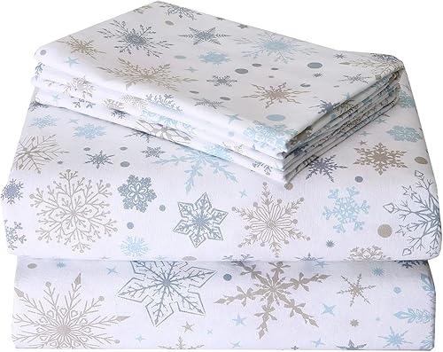 CAROMIO Juego de sábanas de franela de Navidad tamaño Queen, 100% algodón, franela cepillada suave y pesada, sábanas cálidas de invierno de 16 disponible en Yaxa Peru