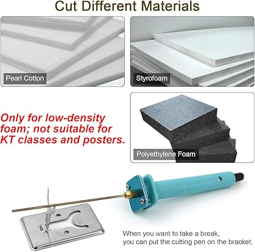 Miniatura 7 de Cortador de espuma eléctrico de alambre caliente, cortador de tablero de espuma de 3.9 in con soporte, cuchillo caliente de 18 W, bolígrafo de corte