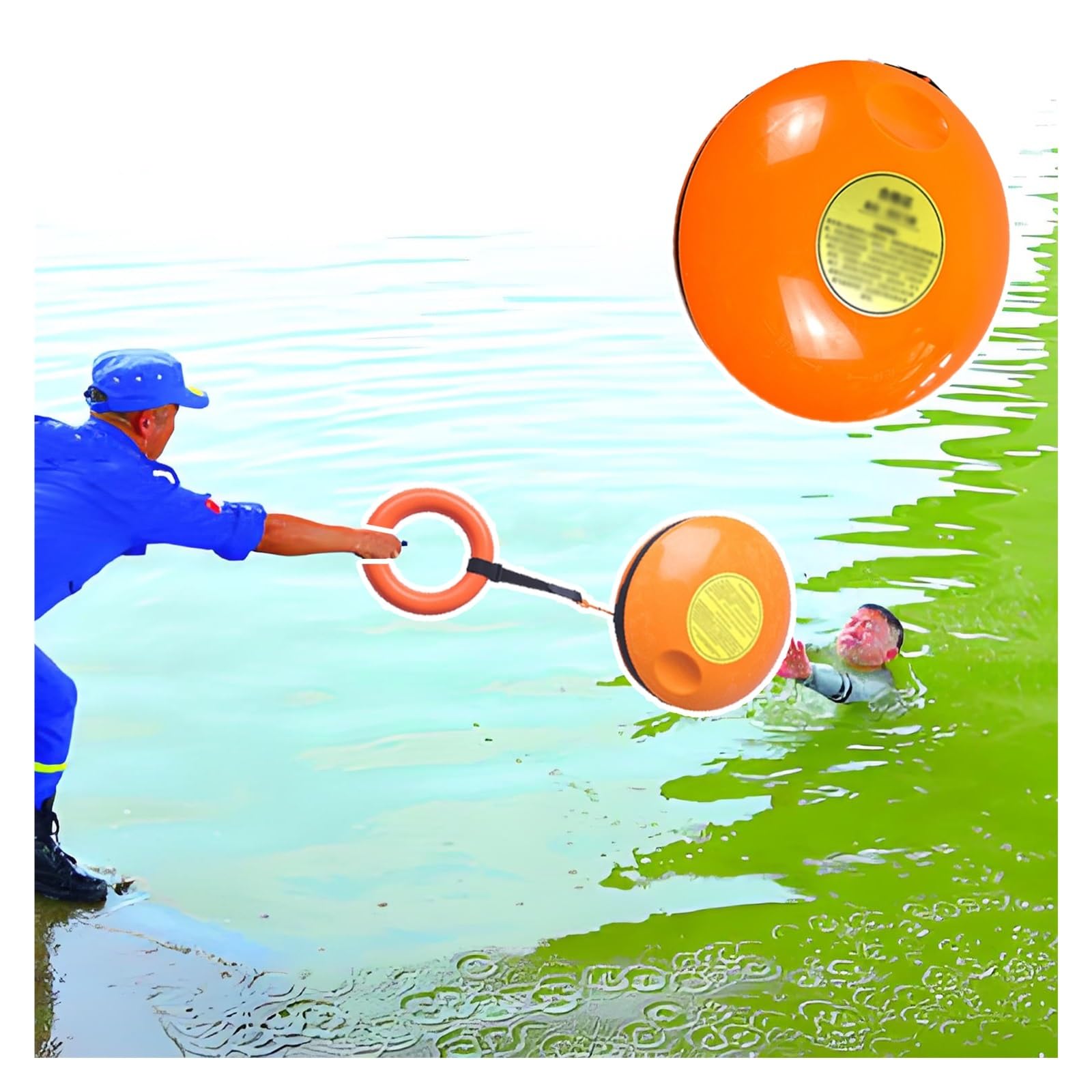 Disco de rescate de emergencia, frisbees de agua lanzables para piscina y playa, cuerda de 131 pies para rescate de ahogamientos, plástico ABS naranja duradero