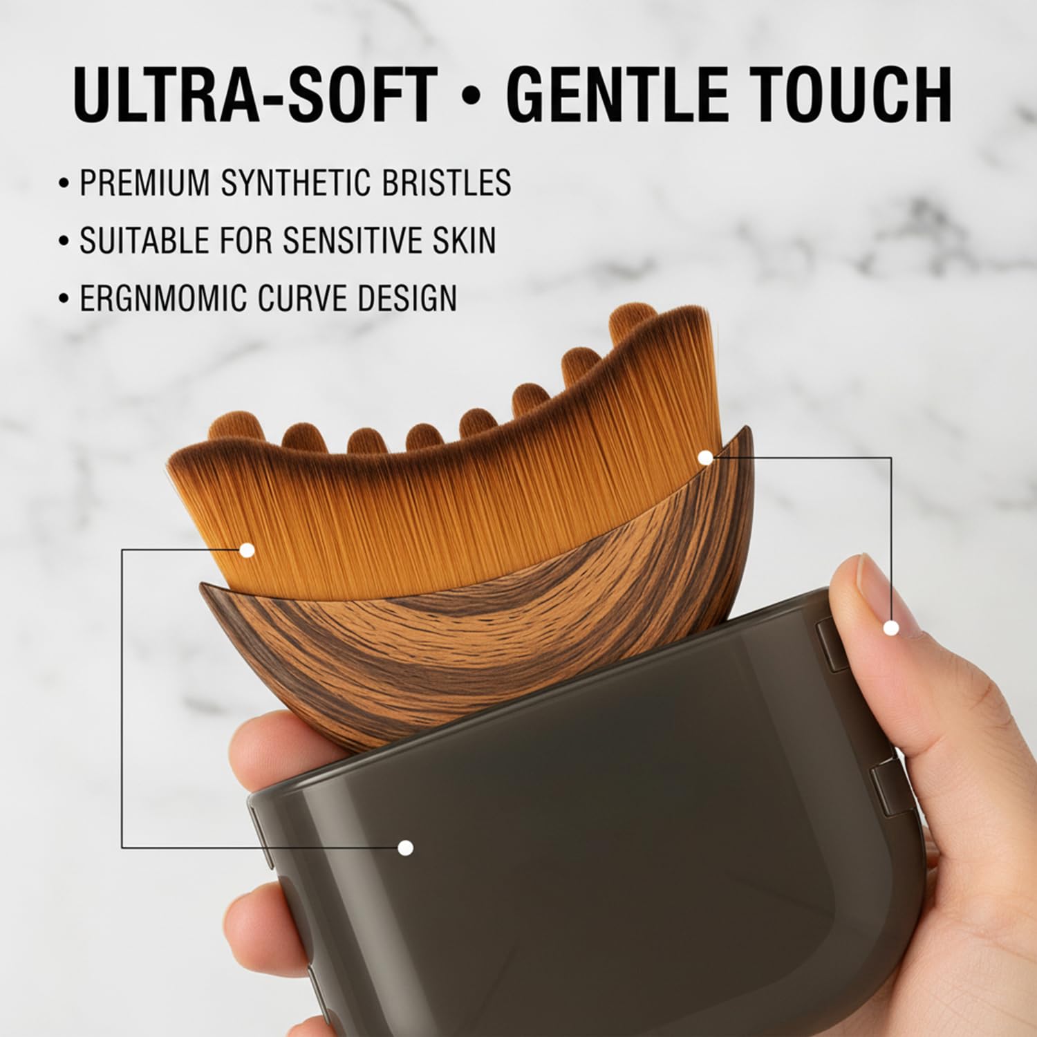 Kojiva Lymphatic Face Brush, Lymphatic Contour Face Brush Curved, Facial Lymphatic Drainage Massager Brush for Sculptingm, Reduce Puffiness & Double Chin Reducer, Improves Skin Glow & Absorption — view 5