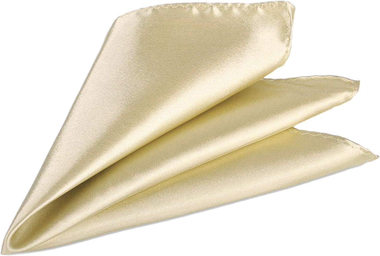 Trimming ShopTrimming Shop Men’s Satin Pocket Square Handkerchief – Solid Colour Suit Hanky for Wedding, Groom, Prom, Party Unisex Plain Formal Wear Fashion Pocket Square, Soft Satin Dress Hanky (23cm, Beige)