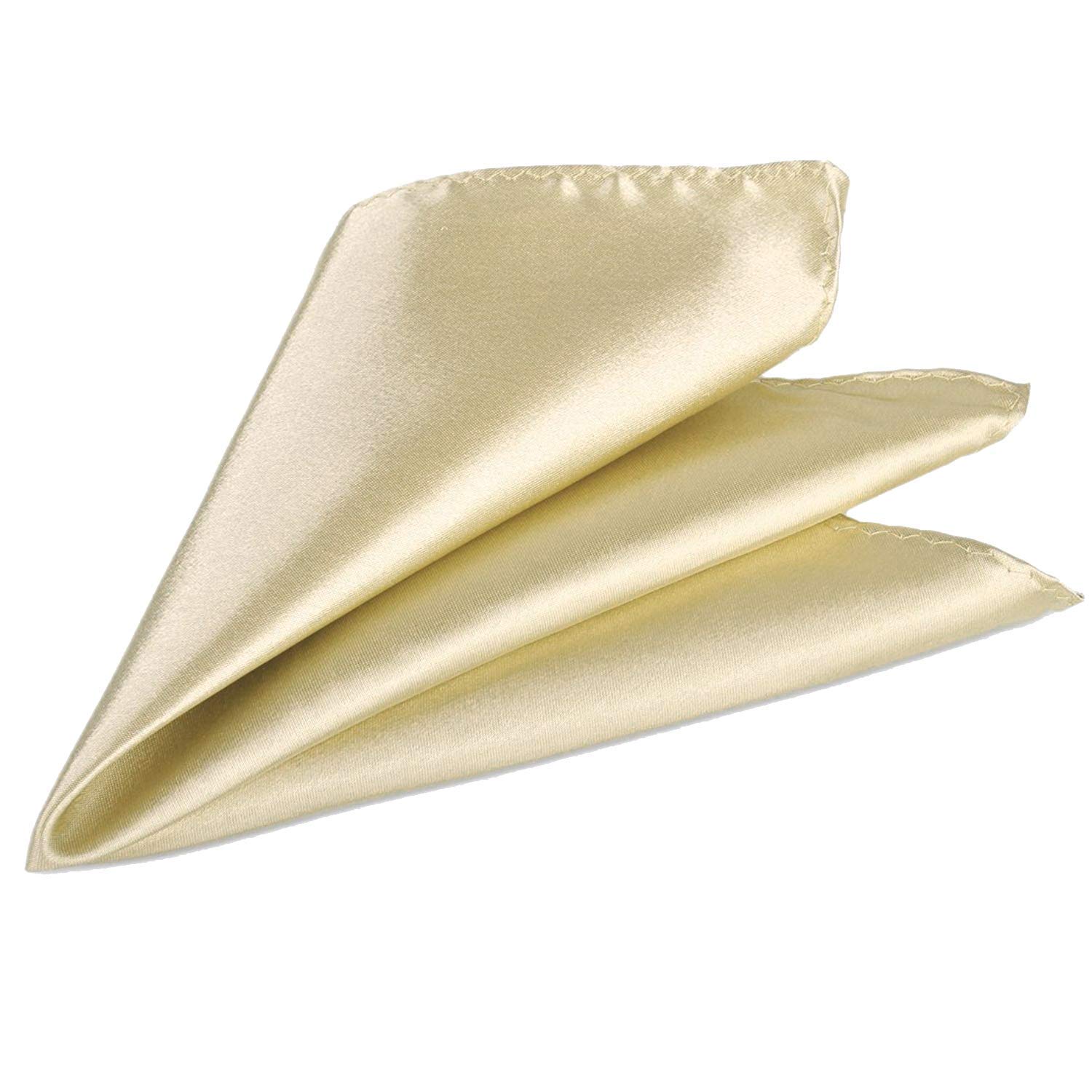Trimming ShopTrimming Shop Men’s Satin Pocket Square Handkerchief – Solid Colour Suit Hanky for Wedding, Groom, Prom, Party Unisex Plain Formal Wear Fashion Pocket Square, Soft Satin Dress Hanky (23cm, Beige)