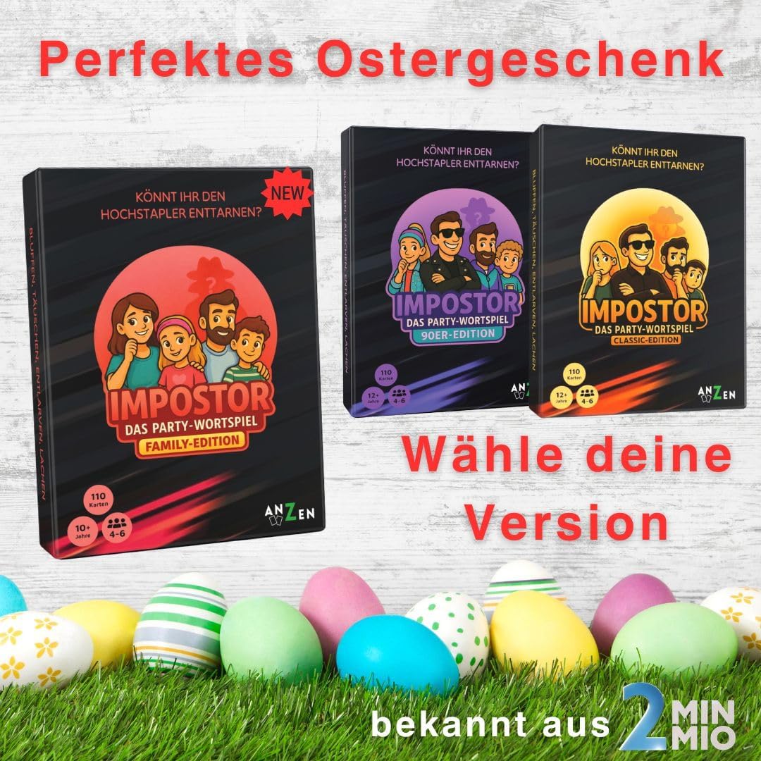 IMPOSTOR - The Party Word Game - Classic Edition | Imposter Card Game | Can You Uncamouflage the Imstapler? | Party Game | Board Games for Family, Friends & Adults | Gifts