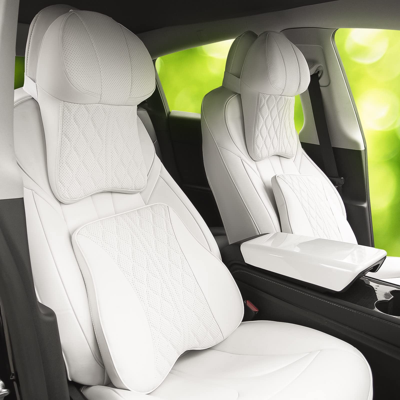 powoq Fit Tesla Lumbar Support Pillow Car Neck Support Pillow for Tesla