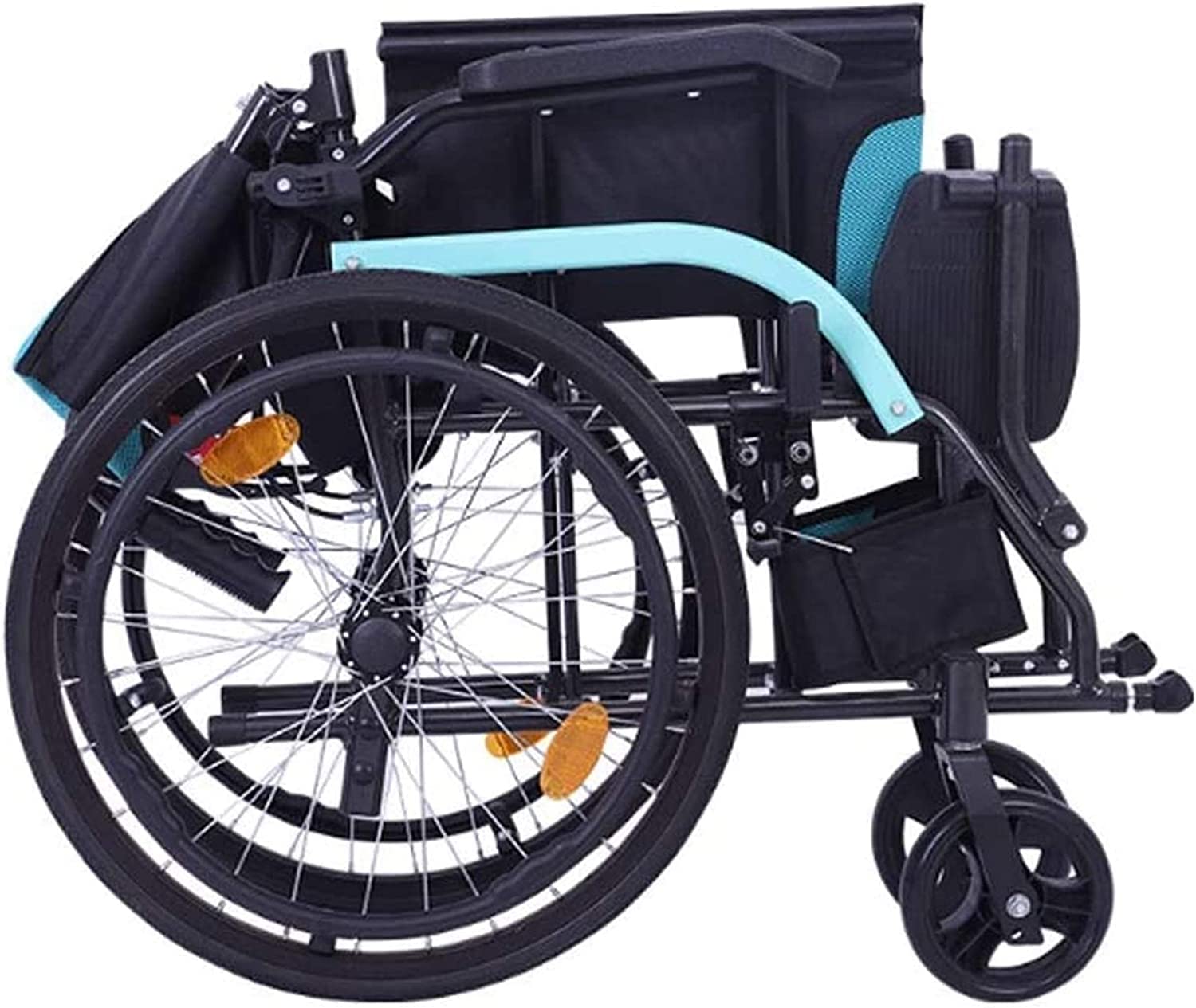 BKEKM Silla de Ruedas Silla de Ruedas Plegable Liviana con reposapiés abatible extraíble y Respaldo ergonómico Silla de Ruedas portátil para Adultos Carga 220 LB Cómodo