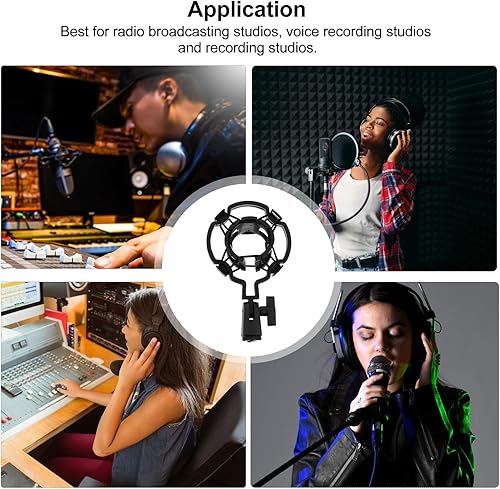 Miniatura 6 de Shockmount for Condenser Microphone Plastic Suspension Holder with Knob Vibration Dampening Mic Clip for Podcasting Music and Broadcasting