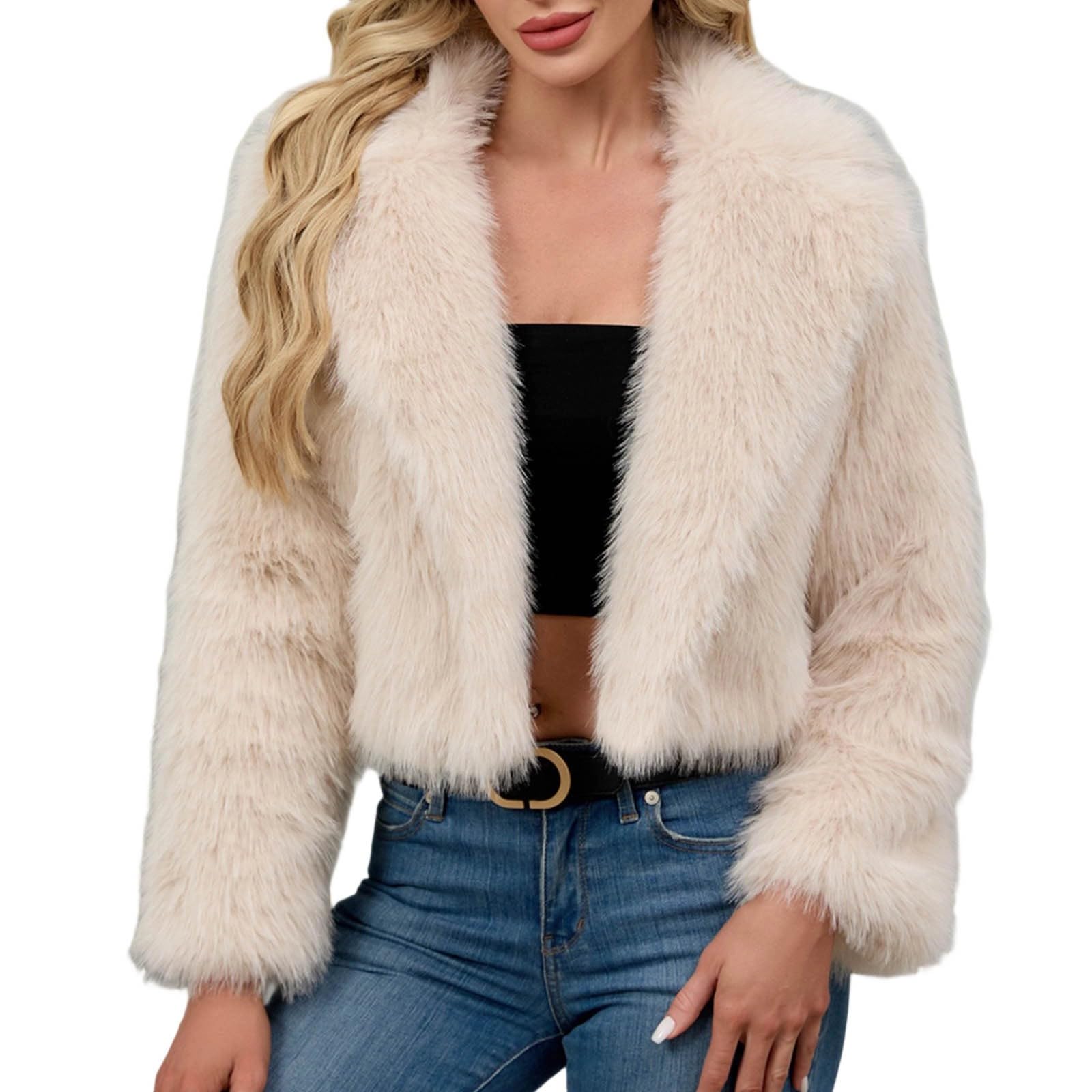Lussuosa giacca sintetica invernale calda, cappotto corto con colletto, elegante capospalla in stile cardigan ampio per la moda autunnale e per il freddo.