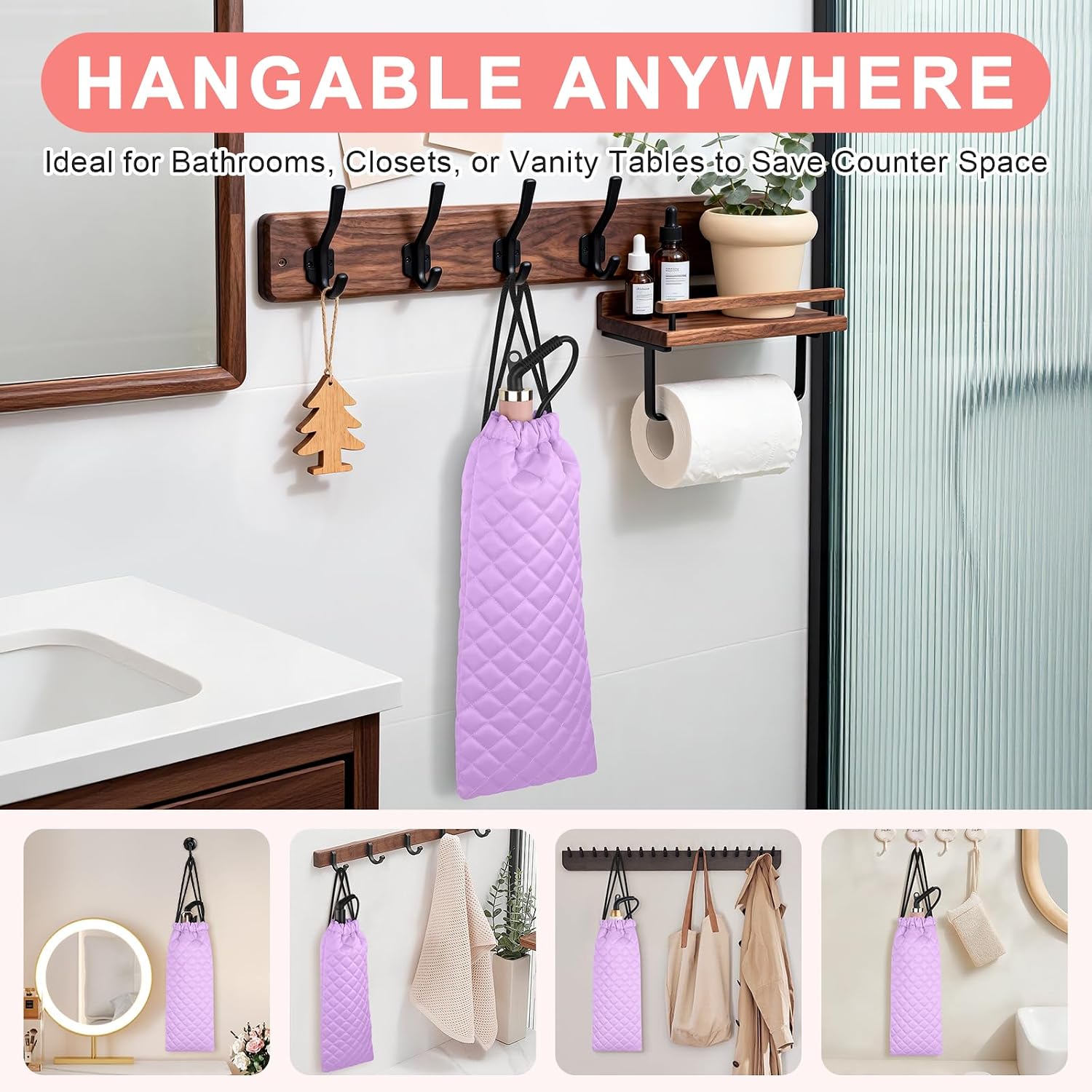 Professional Hot Hair Tools Organizer Cover Bag Heat Resistant Travel Drawstring Storage Case Pouch for Curling Iron, Flat Iron, Hair Straightener and Styling Tool(14.2" x 5.9")