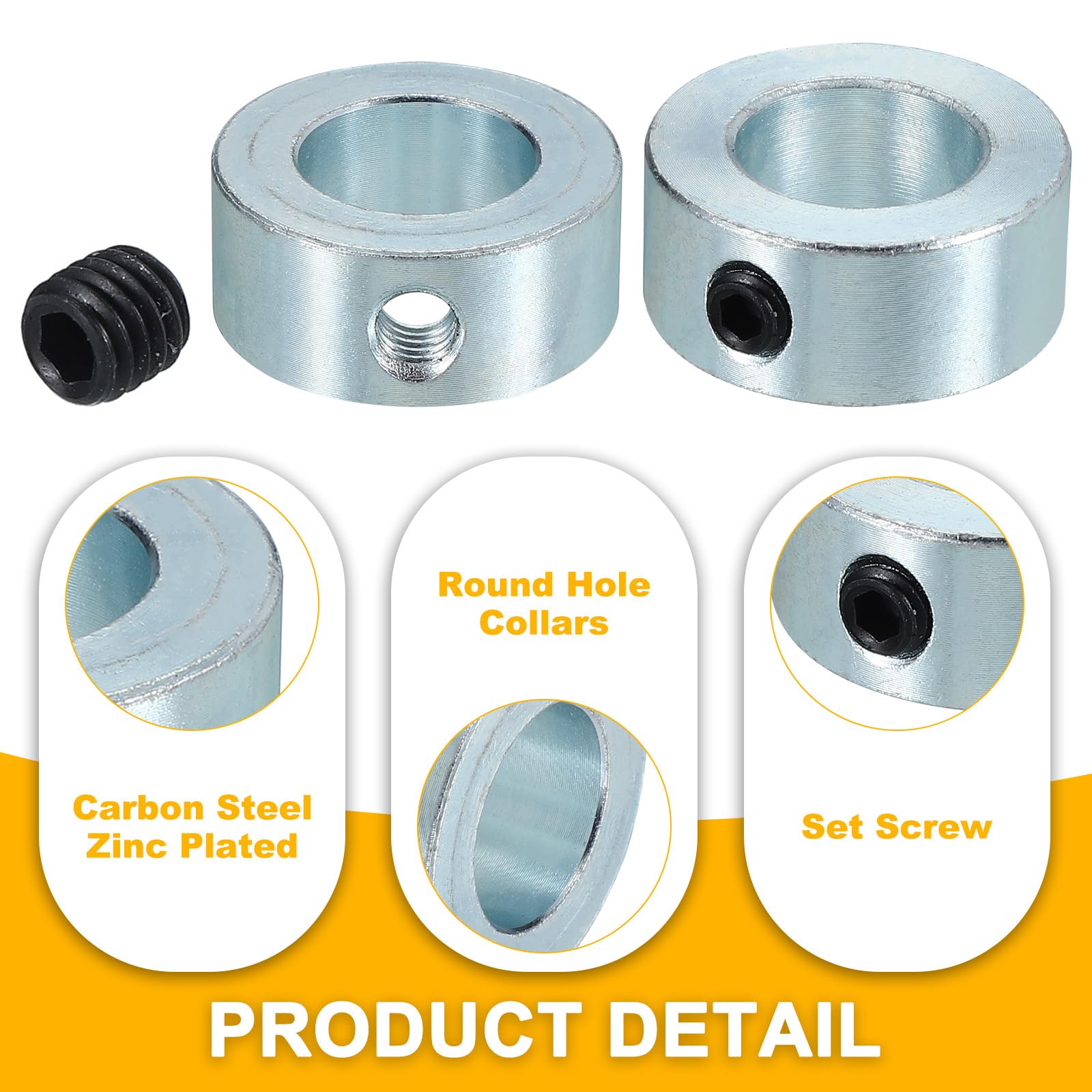 PATIKIL Bague de Réglage Alésage 16 mm Collier d'Arbre 28 mm OD 12 mm Épaisseur, 10 Pcs Acier au Carbone Zingué pour Roue de Butée de Train d'Atterrissage avec M6 Vis de Réglage, Argent