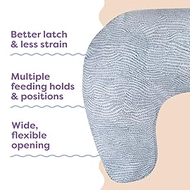 Boppy Nursing Pillow - Ergonomic Bottle & Breastfeeding Pillow with High, Firm, Large Area, Water-Repellent Cushion with Washable Cover; Baby Safety Alliance Verified - Blue Speckled Current