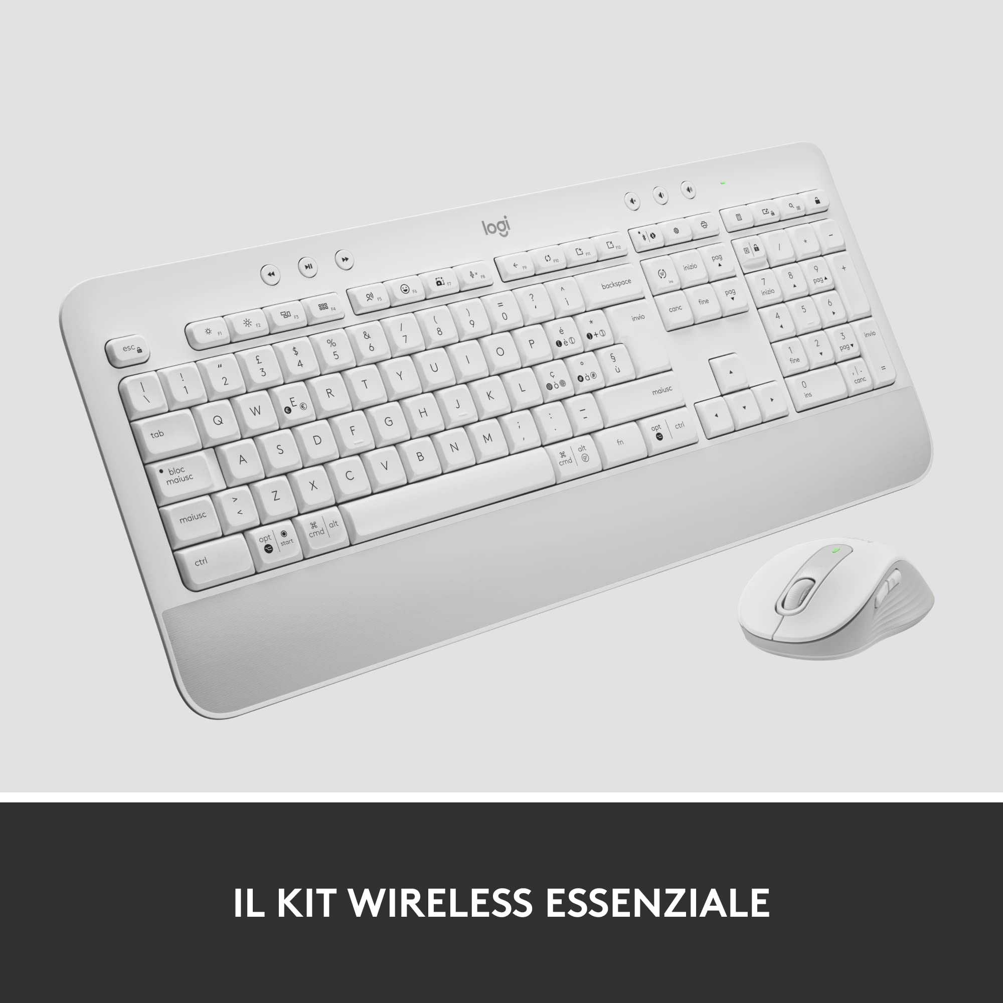 Logitech Signature MK650 Combo for Business | Mouse e tastiera senza fili, Logi Bolt, Bluetooth, SmartWheel, Win/Mac/Chrome/Linux, Layout Italiano QWERTY - Bianco