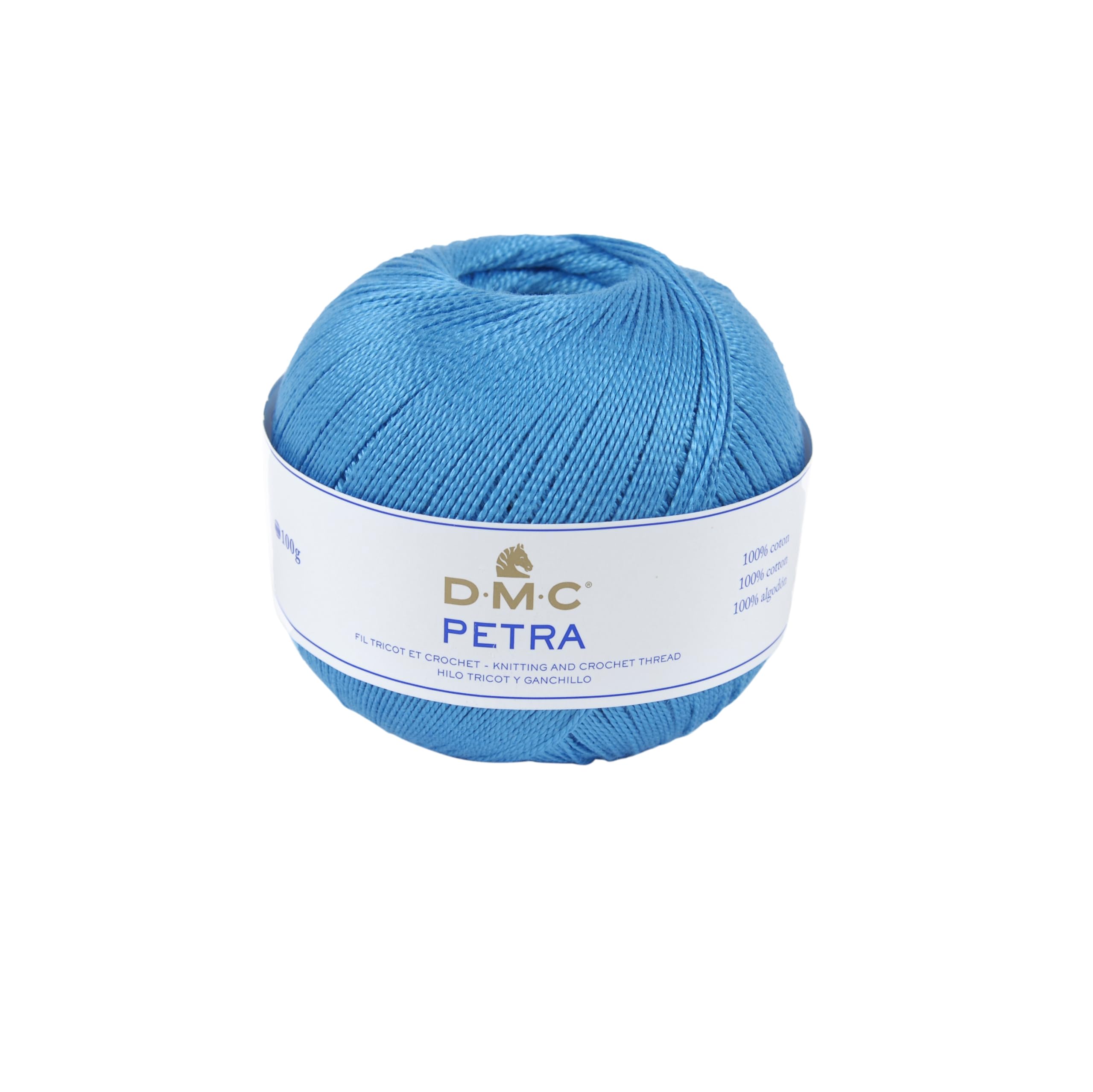 DMC Petra Yarn, 100% Cotton, Blue (53843), Size 5