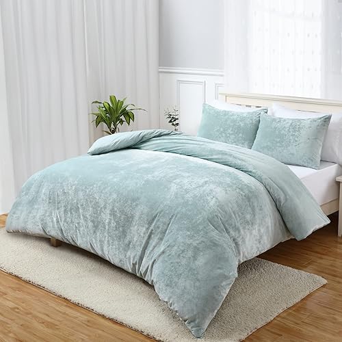 Miniatura 51 de CAROMIO Juego de funda de edredón de terciopelo tamaño Queen, funda de edredón de terciopelo ultrasuave de lujo, 3 piezas