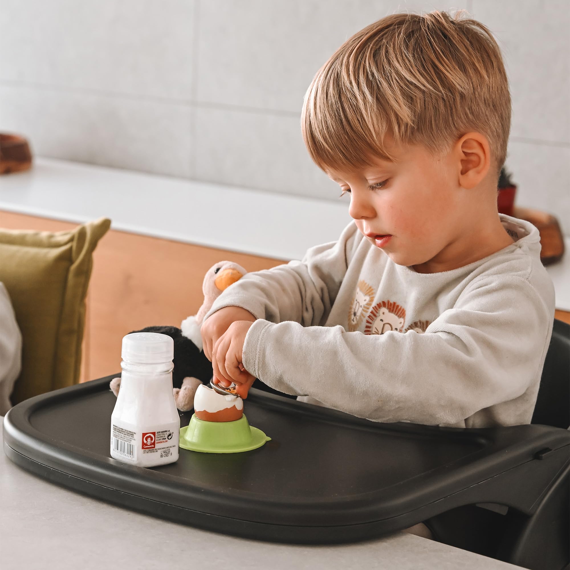 Deryan Hochstuhl Baby Kleinkind, Faltbarer Mitwachsender Holzhochstuhl, Inklusive 5 Punkt Gurt, Höhenverstellbar, Klappbar, Inkl. Sicherheitsgurt & Tablett, 6 Monate bis 3 Jahre (110 kg), Schwarz