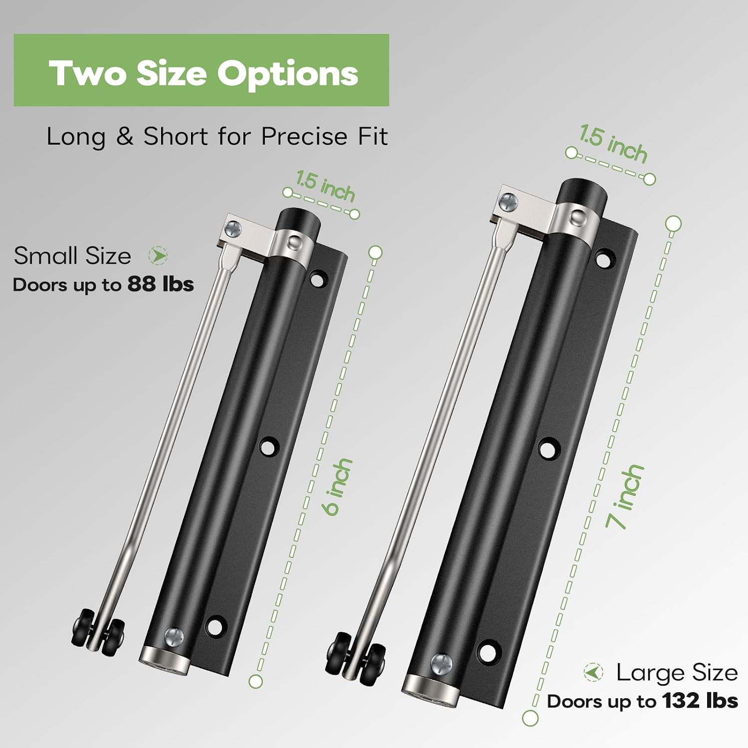 Automatic Door Closer, Stops Door Slamming, Ultra-Quiet Soft Close for Home & Apartment Doors, Upgraded Aluminum Roller Arm, Scratch-Free, Adjustable Speed, Self Closing Spring Door Closer, White