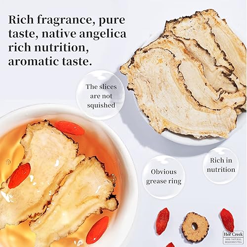 Miniatura 3 de Hee Creek Rebanadas grandes de raíz de angélica 7.05 oz200 g Dang Gui té chino seco Angelica Sinensis Dong Quai té de hierbas natural,