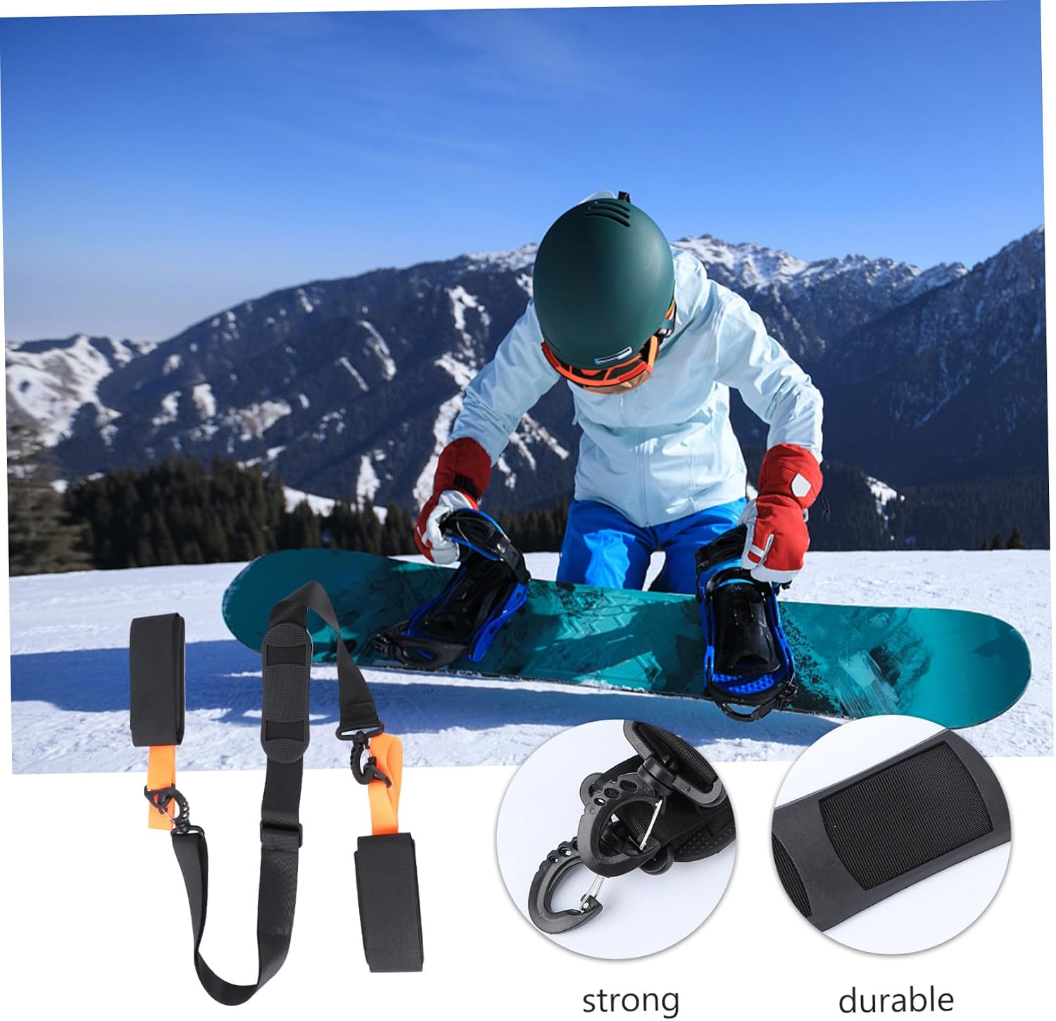 Adjustable Snowboard Carry Strap Ski Shoulder Strap Hook and Fastener for of Snowboards and Ski Gear
