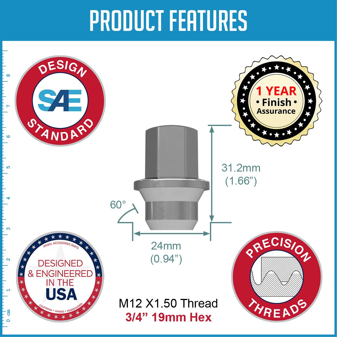 Amazon.com: Wheel Accessories Parts 20 Pcs M12x1.5 12x1.5 Thread