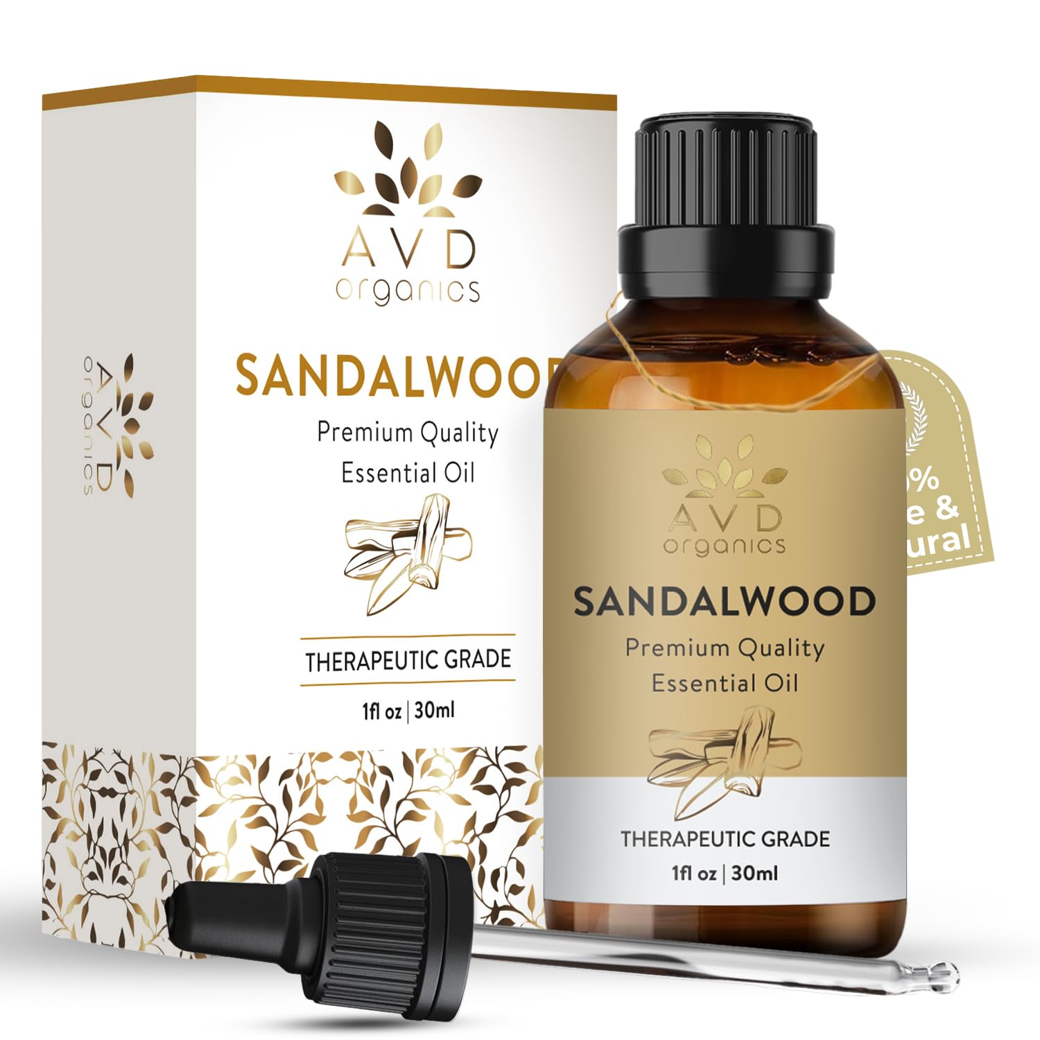 Sandalwood Essential Oil 30ml | Premium Quality Therapeutic Grade for Skin Care & Focus Woody and Earthy Aroma for Clarity Diffuser Aromatherapy| 1 fl. Oz
