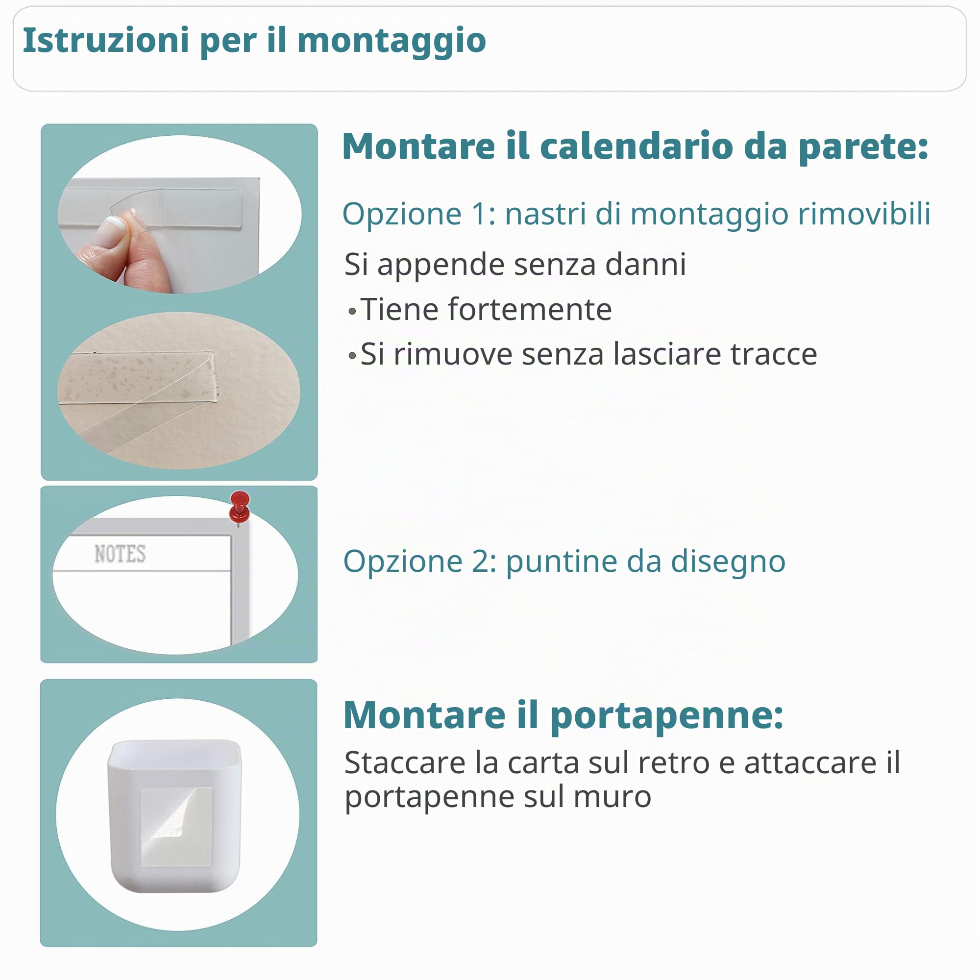 Calendario annuale da parete grande, riutilizzabile, cancellabile a secco, formato jumbo, 12 mesi, laminato di alta qualità, 96,5 x 182,9 cm, planner annuale non datato per casa, ufficio, progetti