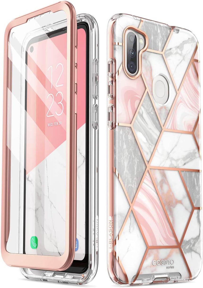 i-Blason Cosmo Series for Samsung Galaxy A11 Case (2020 Release), Slim Full-Body Stylish Protective Case with Built-in Screen Protector (Marble)