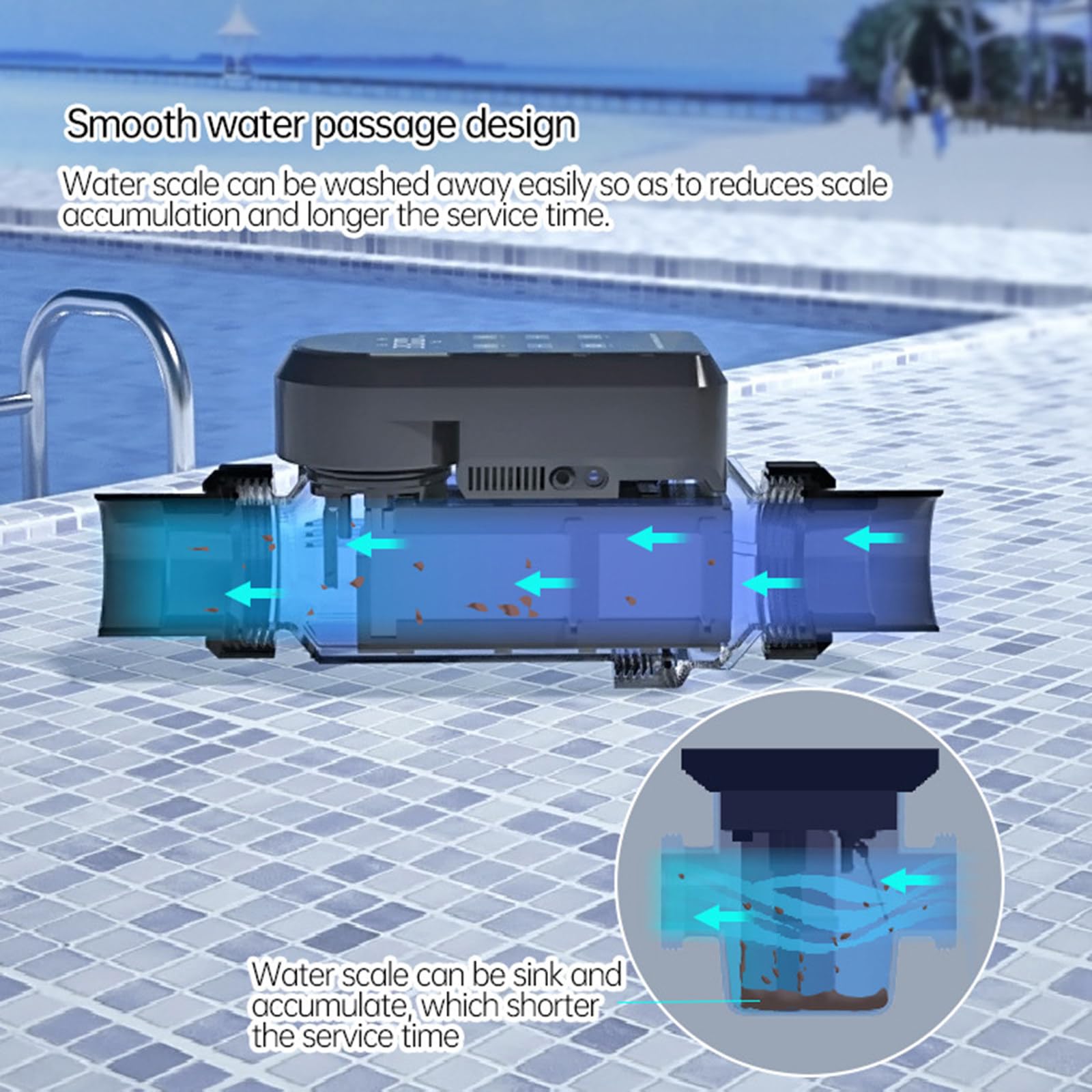 Generador de cloro salado para piscinas, sistema de cloración de agua salada con Wi-Fi y control de aplicación, panel digital inteligente, clorador de 25 g/h para agua limpia