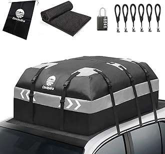 Car Roof Bag, Roof Box 21 Cubic Feet Large Rooftop Cargo Carrier for Car with/without Rack, Waterproof Soft Roof Bag Luggage Storage, Includes Anti-Slip Mat+ 6 Reinforced Straps+ Lock