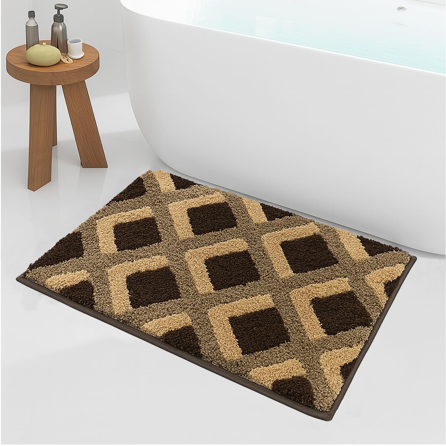 Luxe Home Super Soft Macau Square Bath Mat Non-Slip Machine Washable Bathroom Mat for Home, Bedroom and Living Room (40×60 cm) – Pack of 1
