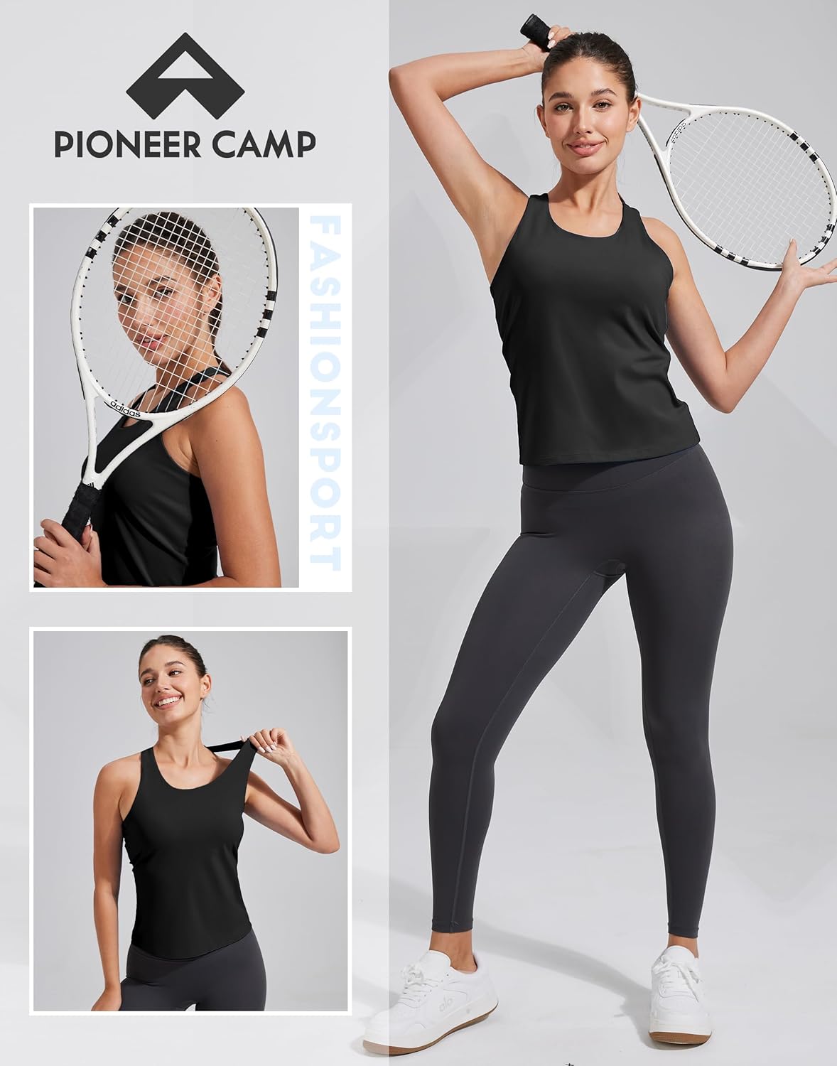 Pioneer Camp Workout Tank Tops for Women with Build-in Bra Racerback Sleeveless Gym Tennis Pickleball - Image 6