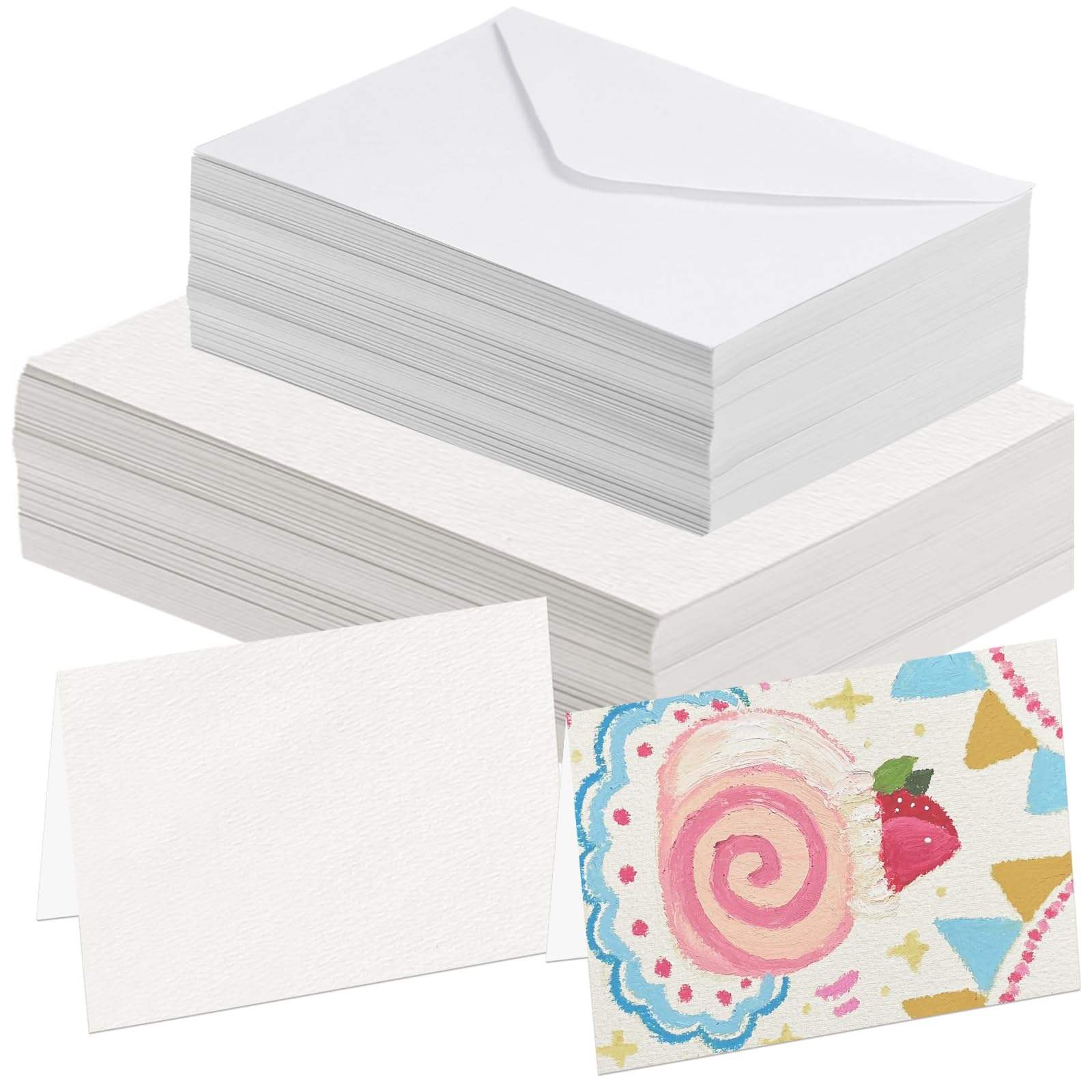 Blank Cards and Envelopes for Card Making - 60 Sets Watercolour Cards and Envelopes, 300GSM Cold Press Watercolor Paper, 4x6 Folded for DIY Greeting Cards, Wedding Invitations, Birthday and Thank You