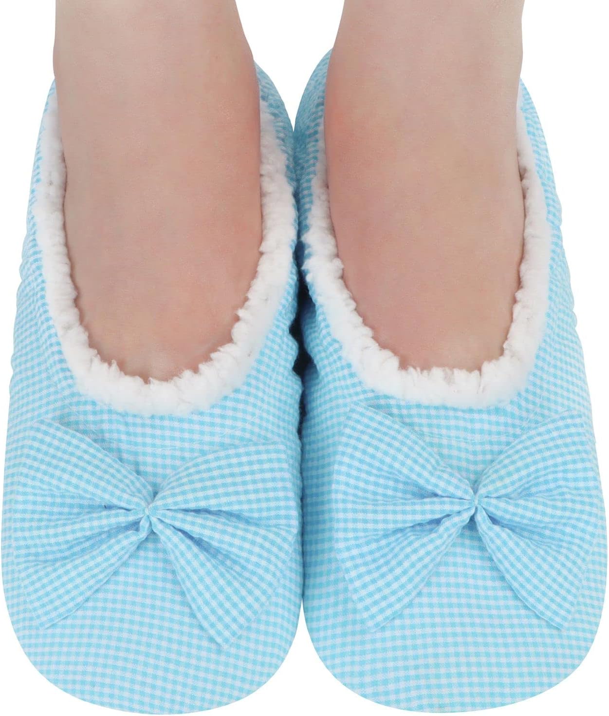 Snoozies Ballerina Women Cute Slipper Socks Non Skid Sole and Soft Sherpa Lining