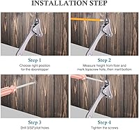 Vista 7 de Tope de puerta, topes de puerta abatibles para puertas pesadas, con punta de goma y palanca de resorte, ajustable, fácil de colocar y liberar, 4